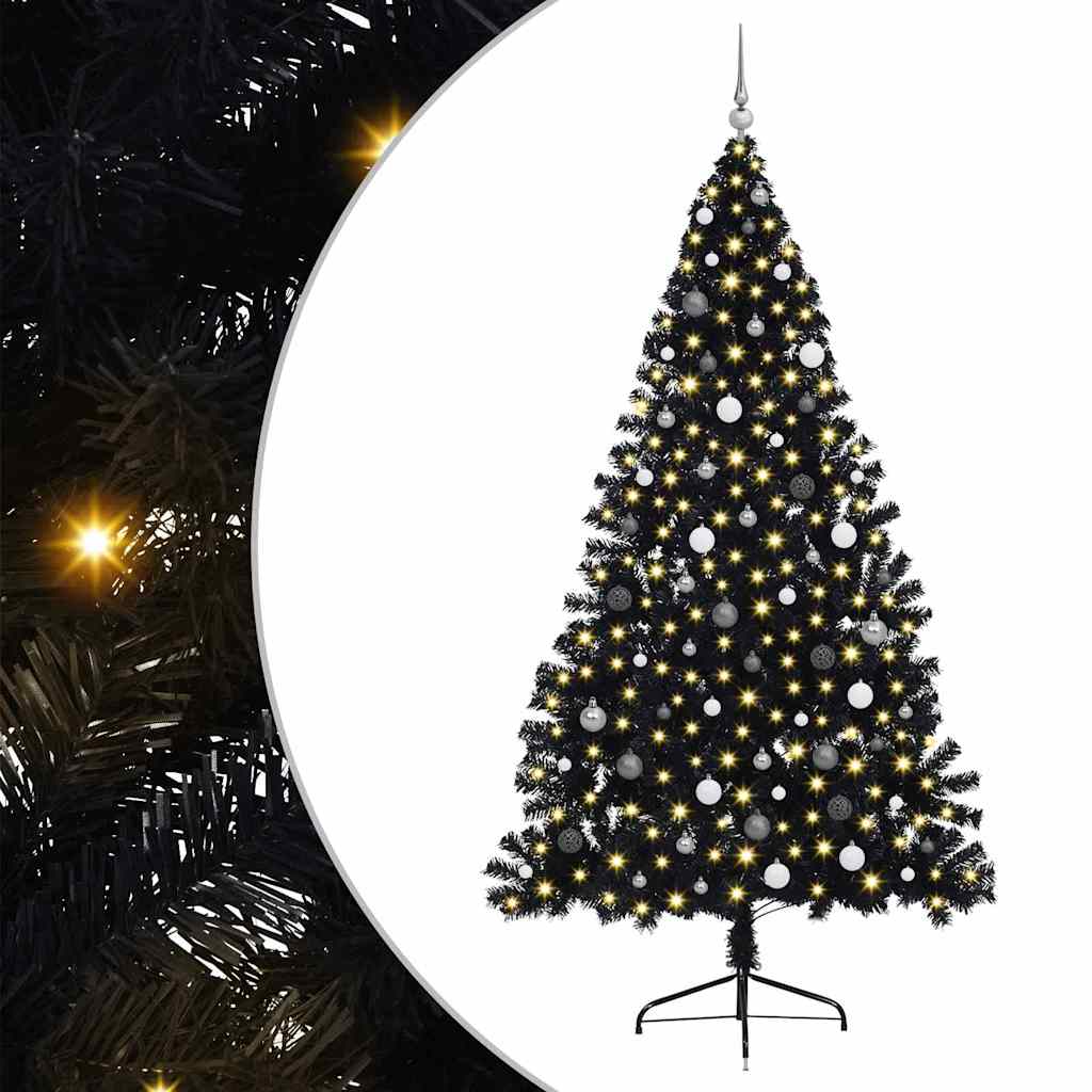 Kunstig forbelyst juletre Svart 240 cm PET