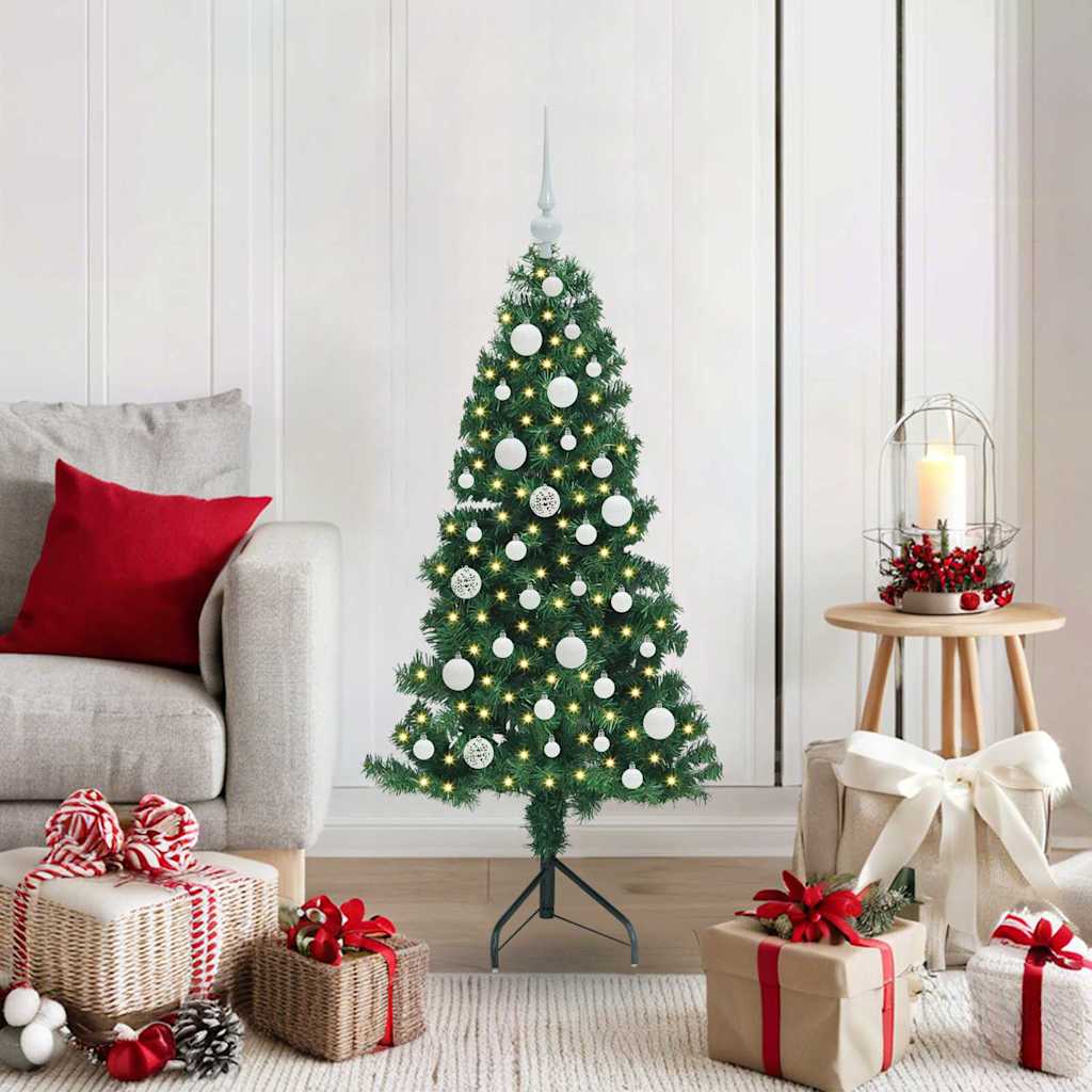 Hjørne Kunstig Jul Tre med 150 LED grønn 120 cm PVC og metall