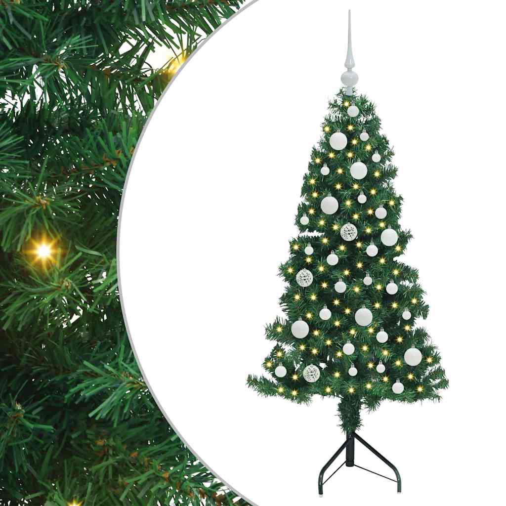 Hjørne Kunstig Jul Tre med 150 LED grønn 120 cm PVC og metall