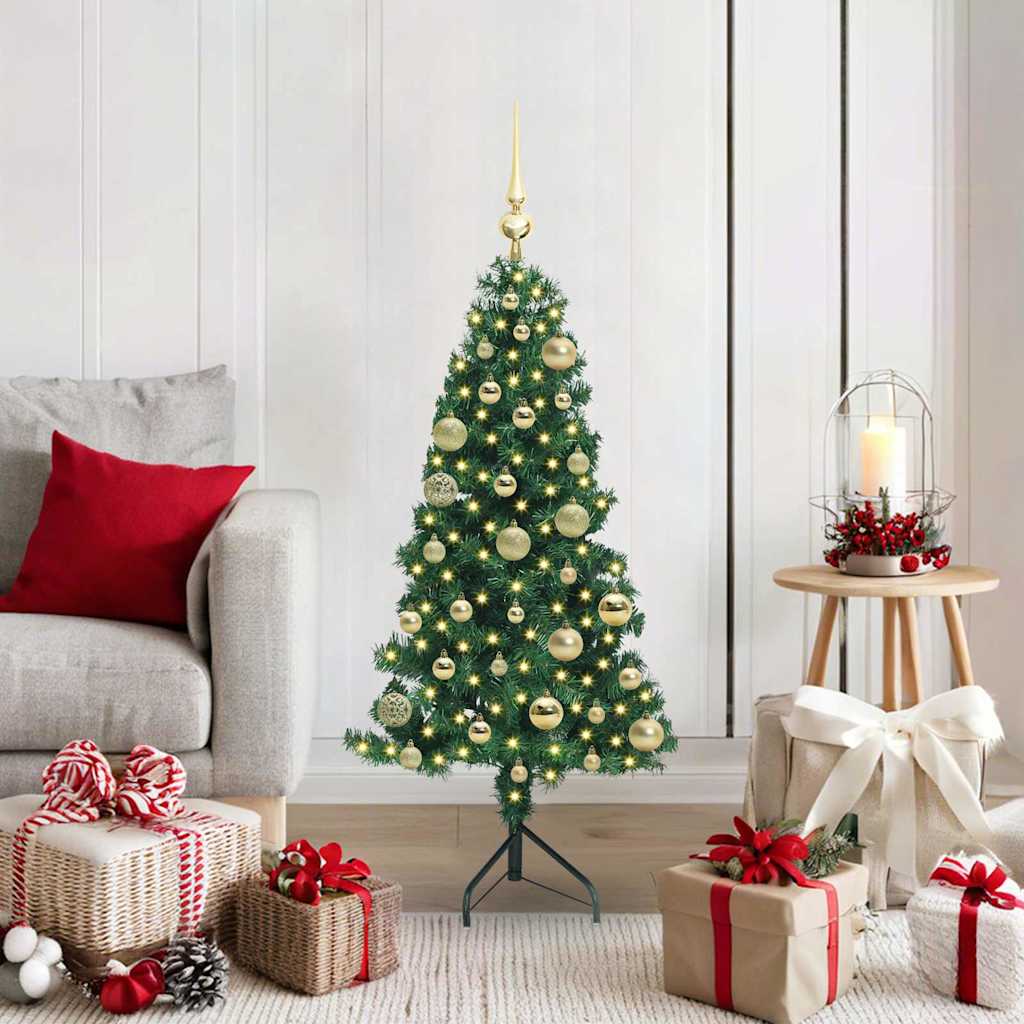 Hjørne Kunstig Jul Tre med 150 LED grønn 120 cm PVC og metall