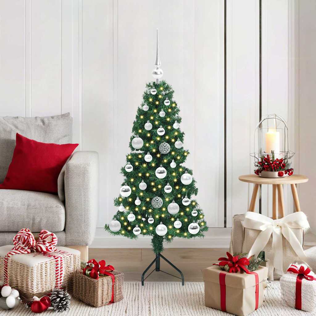 Hjørne Kunstig Jul Tre med 150 LED grønn 120 cm PVC og metall