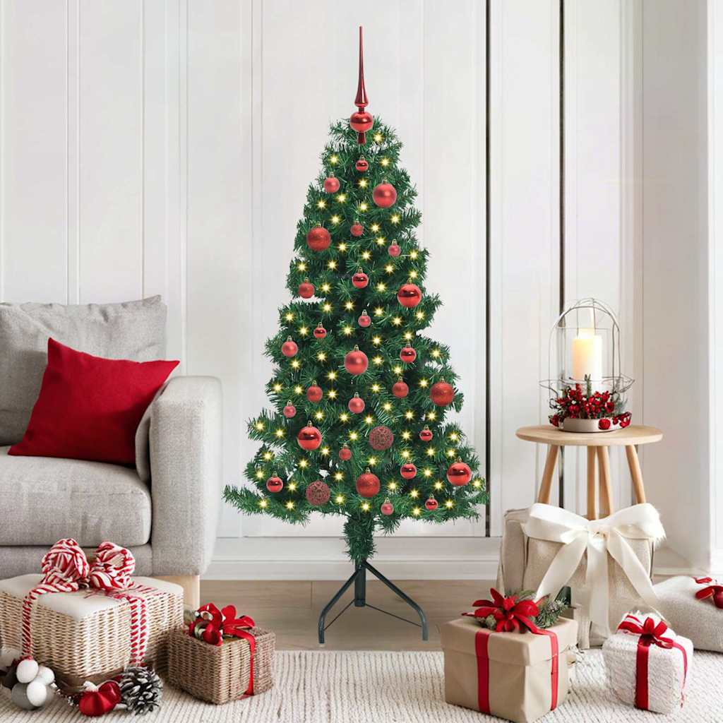 Hjørne Kunstig Jul Tre med 150 LED grønn 150 cm PVC og metall