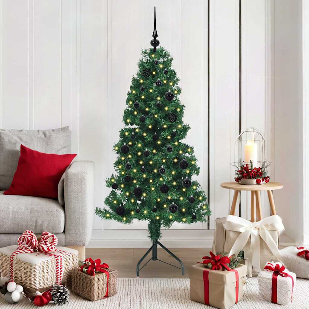 Hjørne Kunstig Jul Tre med 150 LED grønn 150 cm PVC og metall