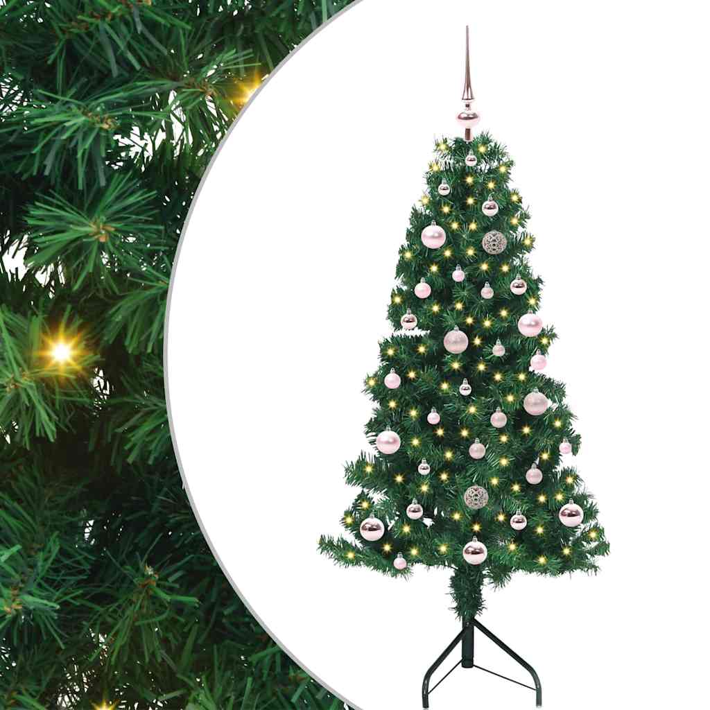 Hjørne Kunstig Jul Tre med 150 LED grønn 150 cm PVC og metall