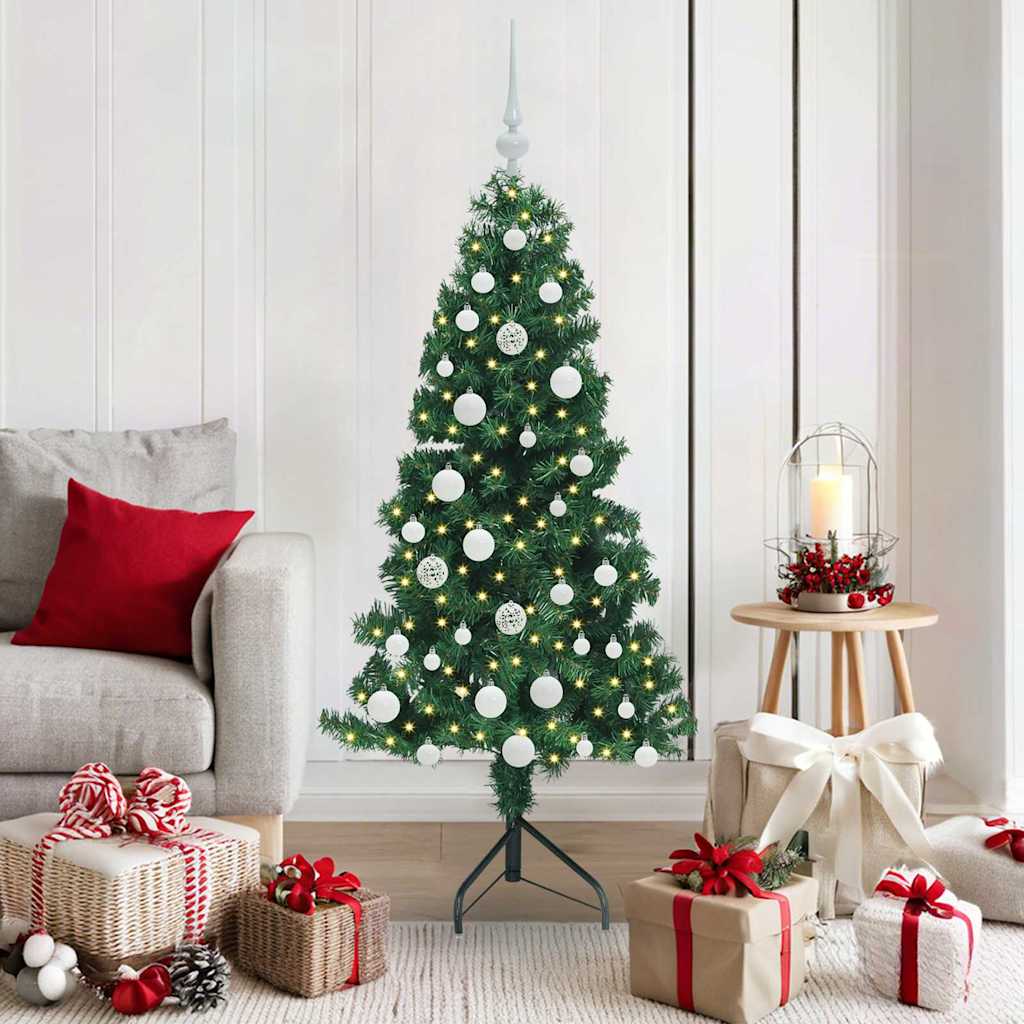 Hjørne Kunstig Jul Tre med 150 LED grønn 150 cm PVC og metall