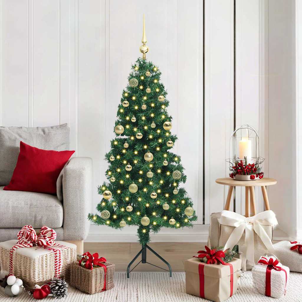 Hjørne Kunstig Jul Tre med 150 LED grønn 150 cm PVC og metall