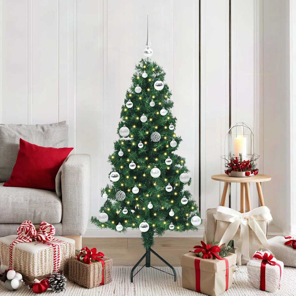 Hjørne Kunstig Jul Tre med 150 LED grønn 150 cm PVC og metall