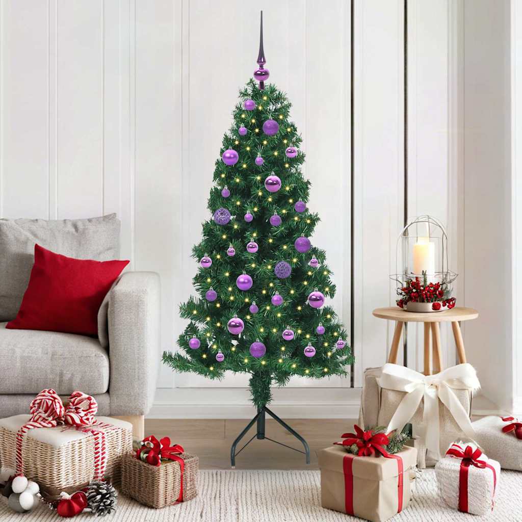 Hjørne Kunstig Jul Tre med 150 LED grønn 150 cm PVC og metall