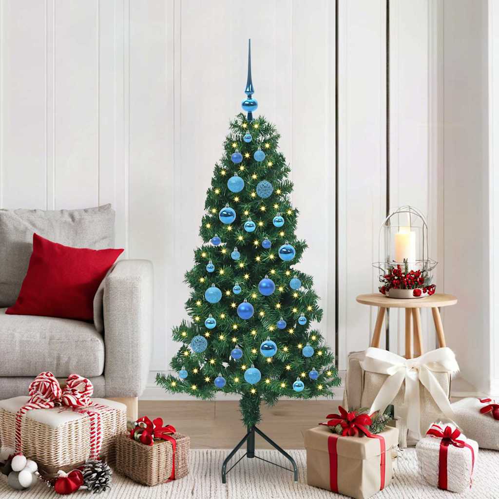 Hjørne Kunstig Jul Tre med 150 LED grønn 150 cm PVC og metall