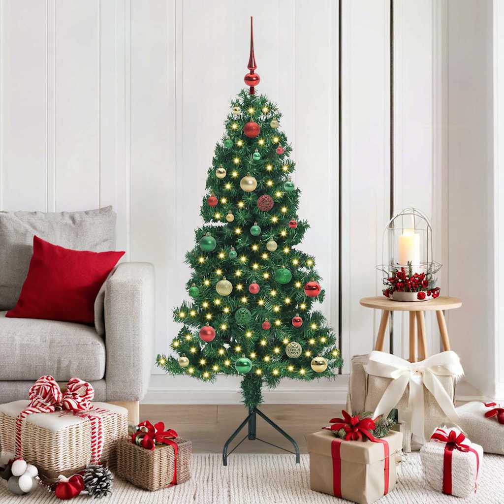 Hjørne Kunstig Jul Tre med 150 LED grønn 150 cm PVC og metall