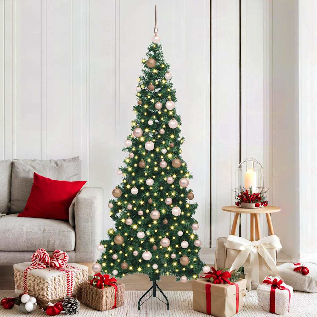 Hjørne Kunstig Jul Tre med 300 LED grønn 180 cm PVC og metall