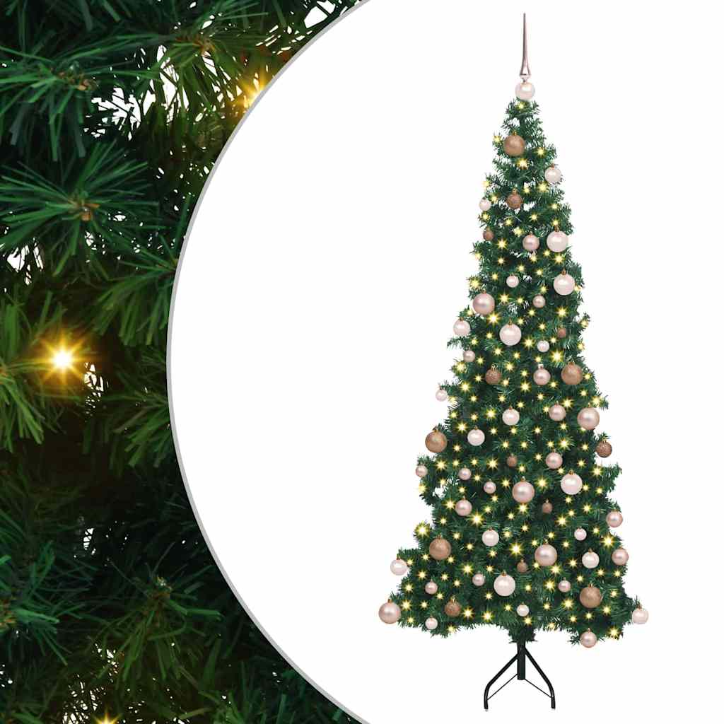 Hjørne Kunstig Jul Tre med 300 LED grønn 180 cm PVC og metall