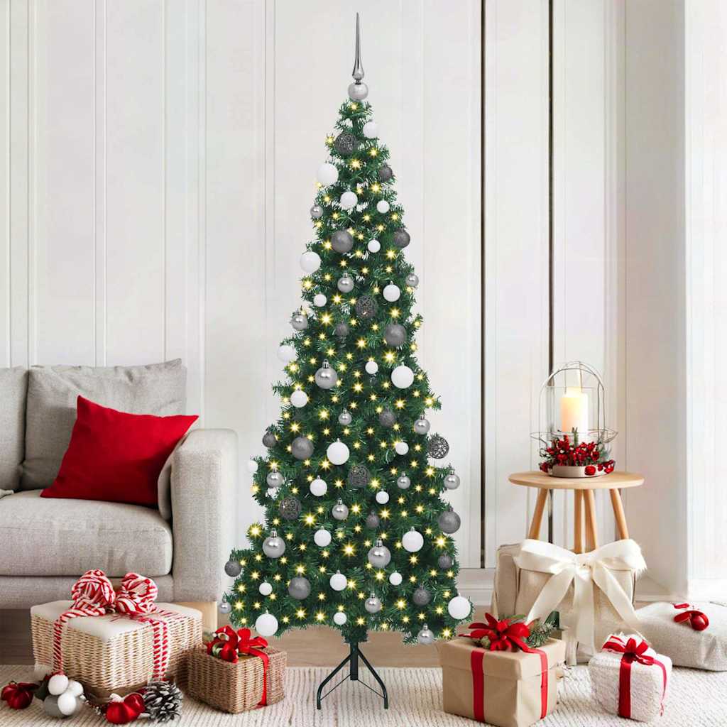 Hjørne Kunstig Jul Tre med 300 LED grønn 180 cm PVC og metall