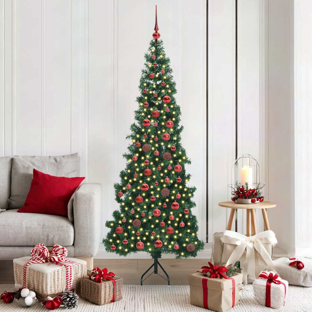 Hjørne Kunstig Jul Tre med 300 LED grønn 180 cm PVC og metall