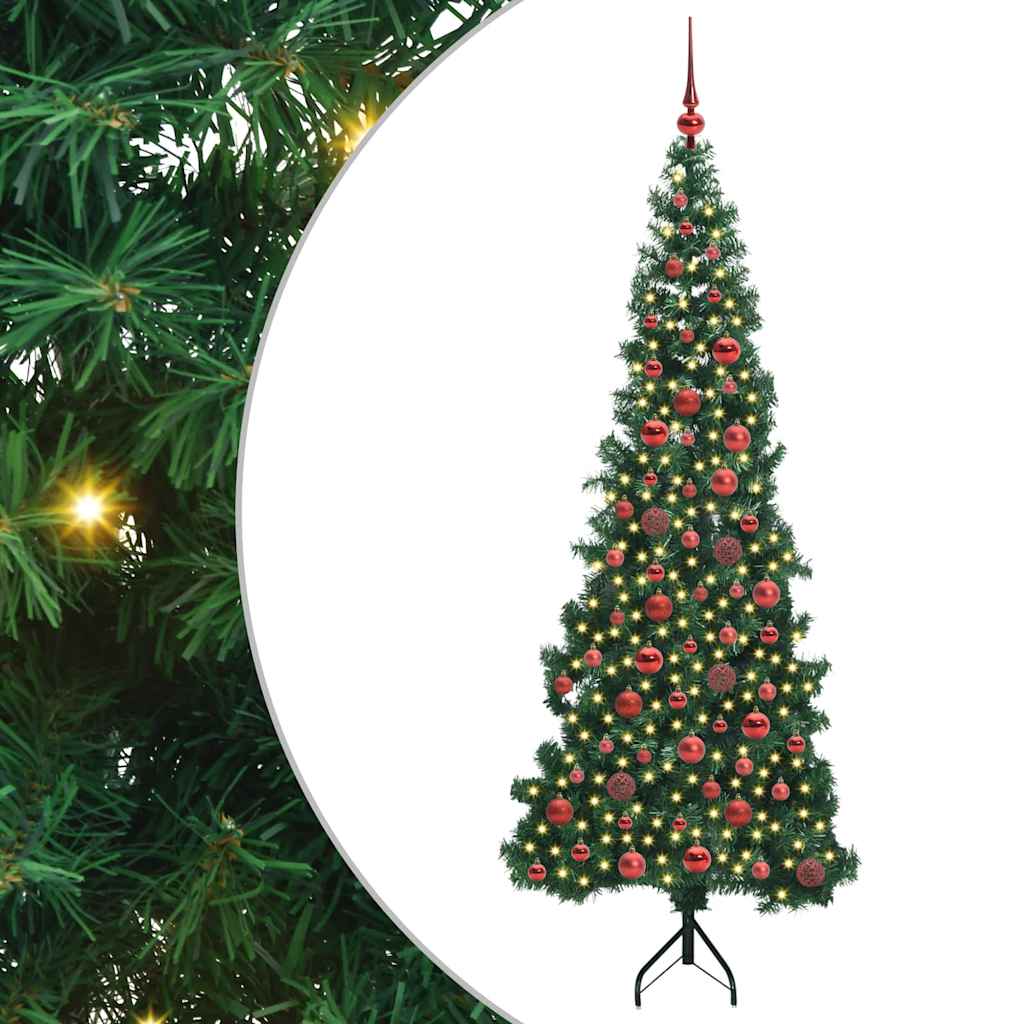 Hjørne Kunstig Jul Tre med 300 LED grønn 180 cm PVC og metall