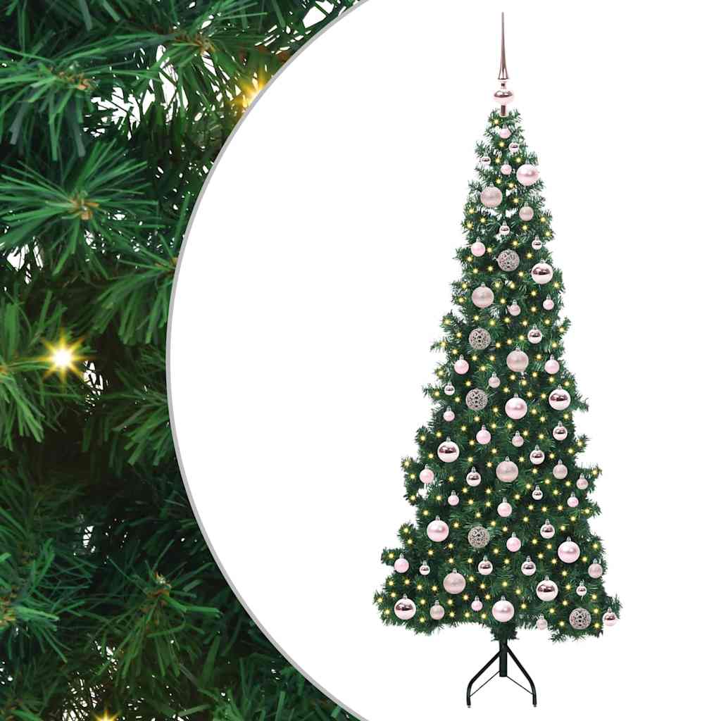 Hjørne Kunstig Jul Tre med 300 LED grønn 180 cm PVC og metall