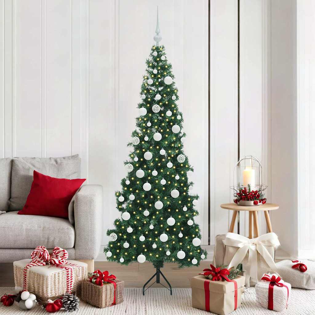 Hjørne Kunstig Jul Tre med 300 LED grønn 180 cm PVC og metall
