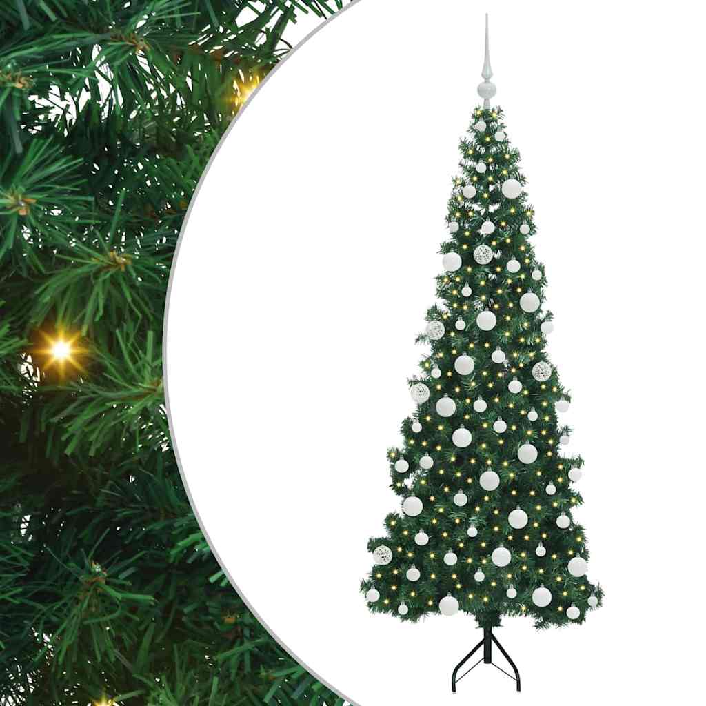 Hjørne Kunstig Jul Tre med 300 LED grønn 180 cm PVC og metall
