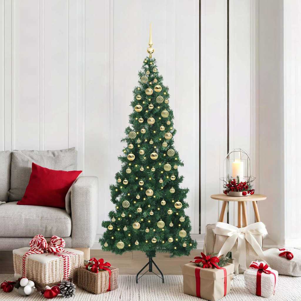 Hjørne Kunstig Jul Tre med 300 LED grønn 180 cm PVC og metall
