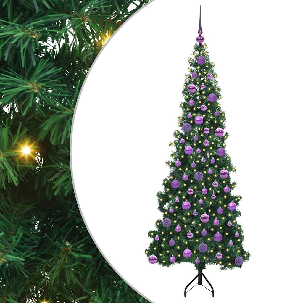 Hjørne Kunstig Jul Tre med 300 LED grønn 180 cm PVC og metall