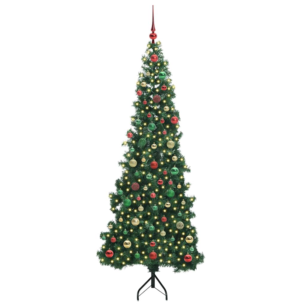 Hjørne Kunstig Jul Tre med 300 LED grønn 180 cm PVC og metall