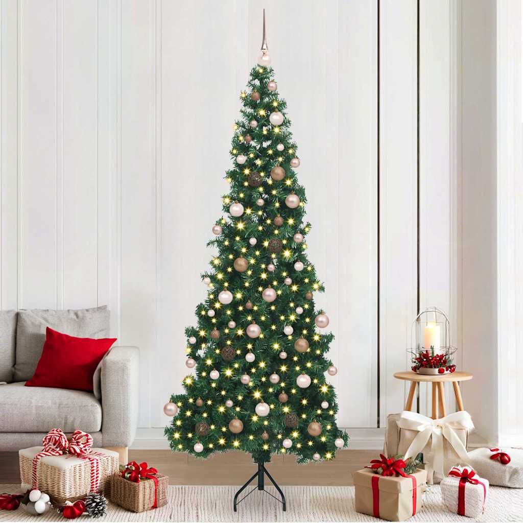 Hjørne Kunstig Jul Tre med 300 LED grønn 210 cm PVC og metall