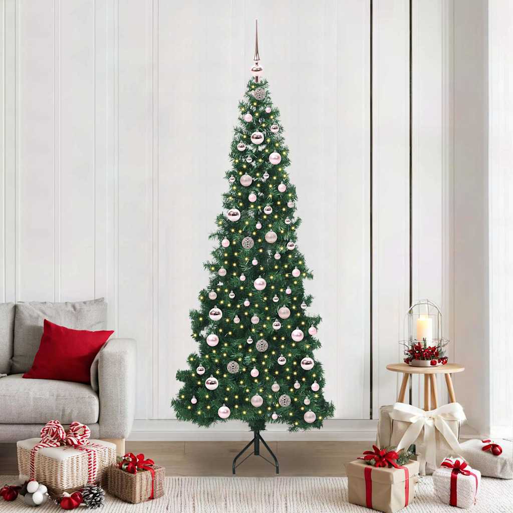 Hjørne Kunstig Jul Tre med 300 LED grønn 210 cm PVC og metall