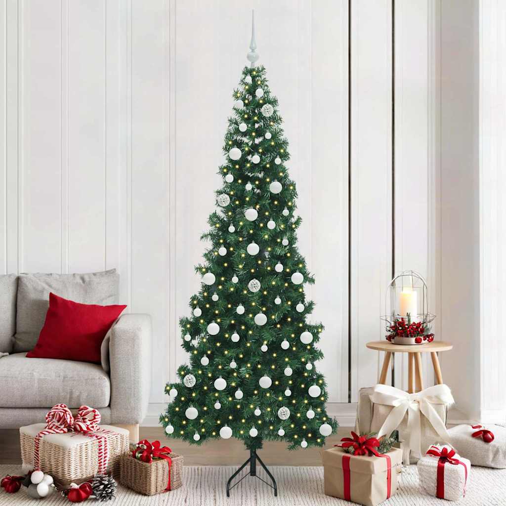Hjørne Kunstig Jul Tre med 300 LED grønn 210 cm PVC og metall