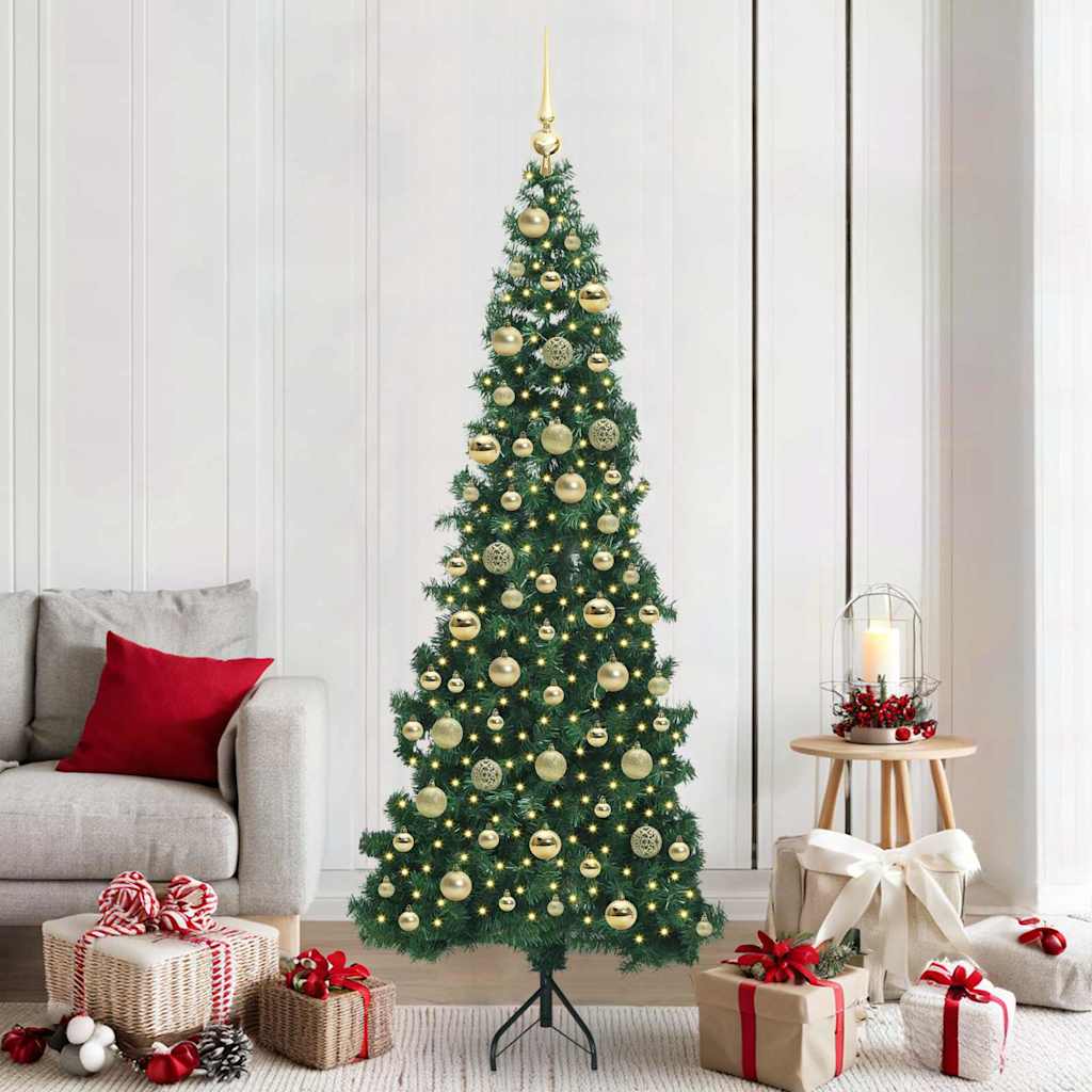 Hjørne Kunstig Jul Tre med 300 LED grønn 210 cm PVC og metall