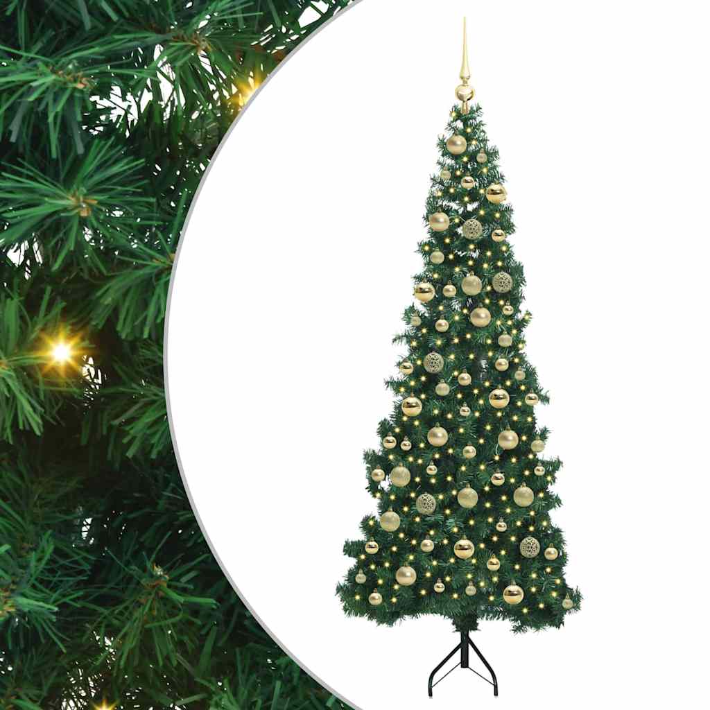 Hjørne Kunstig Jul Tre med 300 LED grønn 210 cm PVC og metall