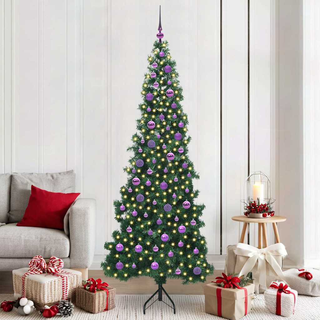 Hjørne Kunstig Jul Tre med 300 LED grønn 210 cm PVC og metall