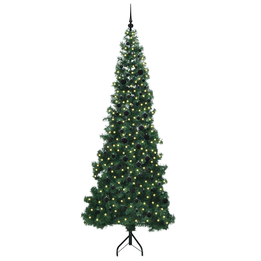 Hjørne Kunstig Jul Tre med 300 LED grønn 240 cm PVC og metall
