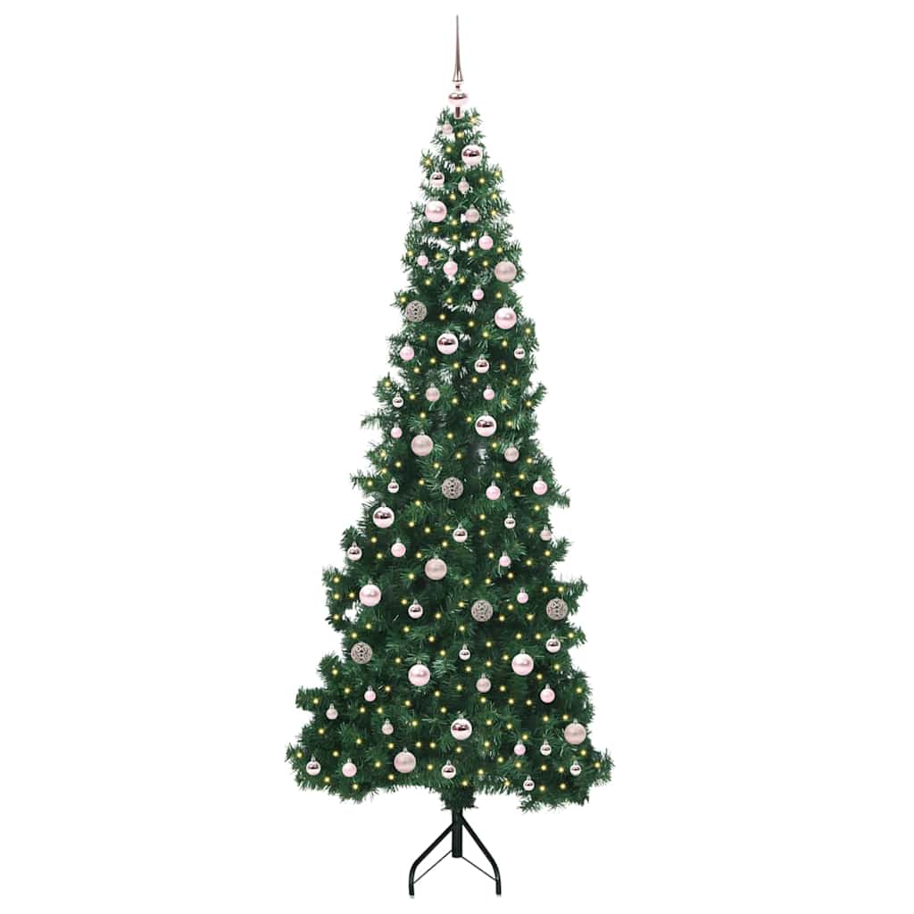 Hjørne Kunstig Jul Tre med 300 LED grønn 240 cm PVC og metall