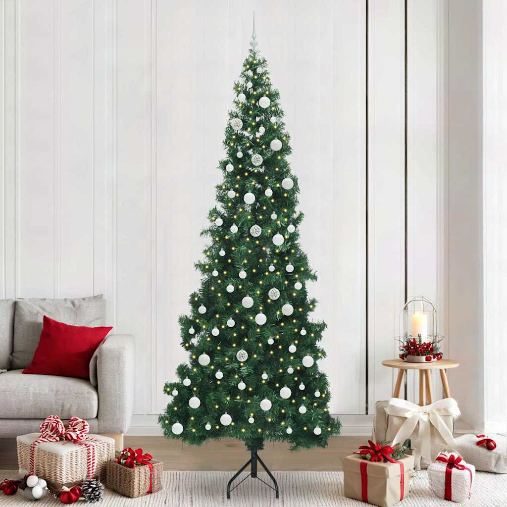 Hjørne Kunstig Jul Tre med 300 LED grønn 240 cm PVC og metall