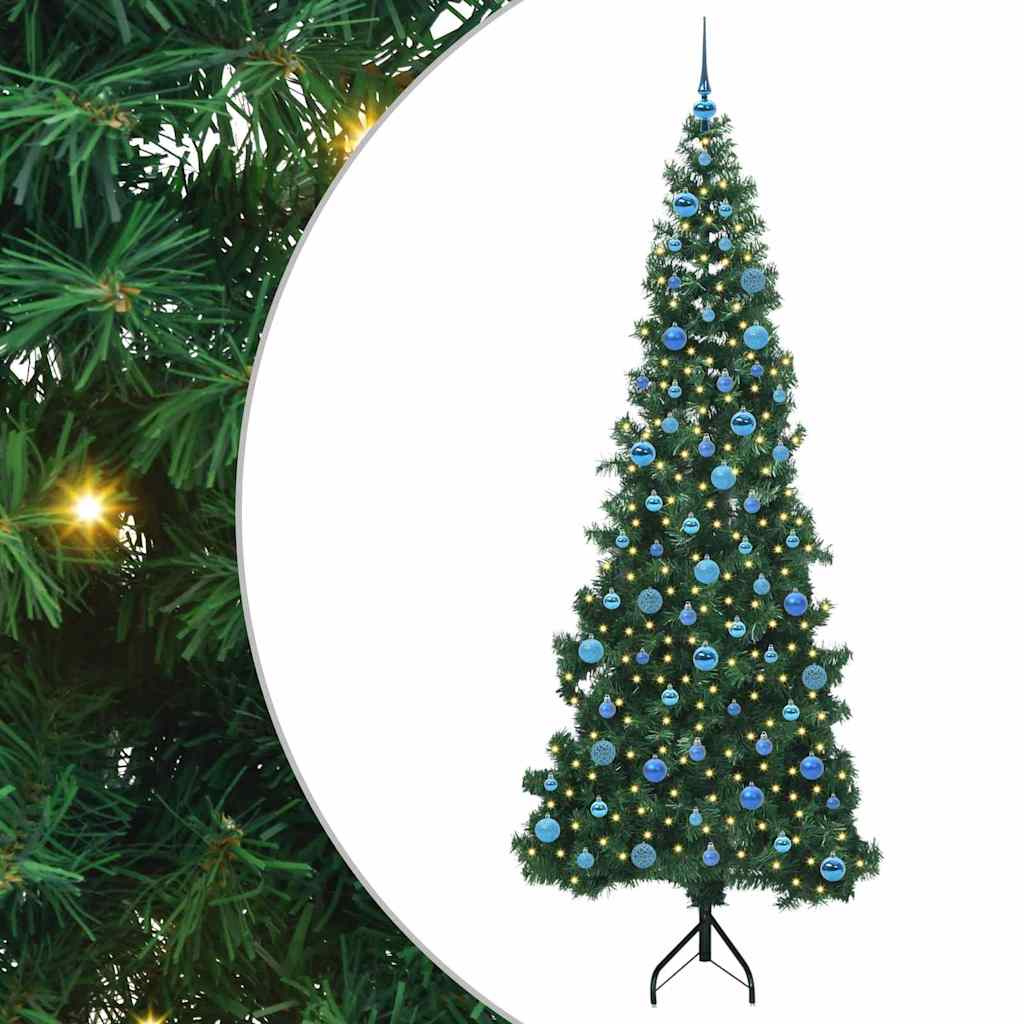 Hjørne Kunstig Jul Tre med 300 LED grønn 240 cm PVC og metall