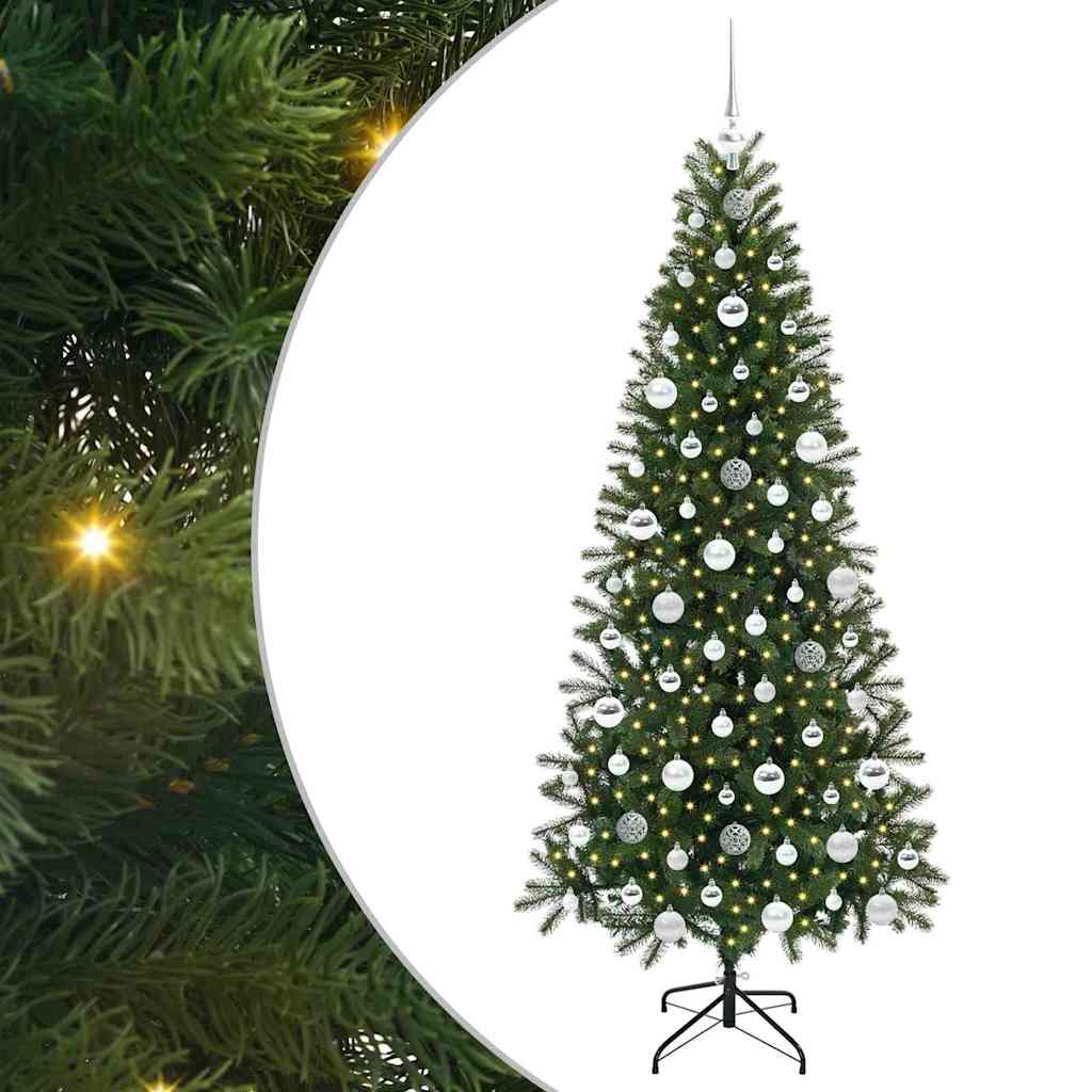 Kunstig juletre med 300 LED med stativ grønn 180 cm PE og PVC