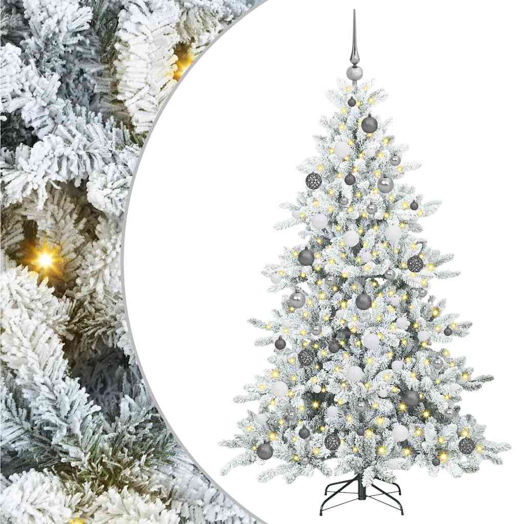 Kunstig sammensatt juletre med 300 LED-er Hvit 180 cm PVC