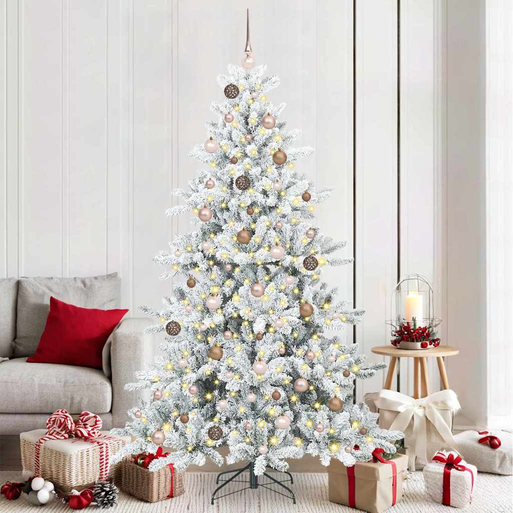 Kunstig sammensatt juletre med 300 LED-er Hvit 210 cm PVC