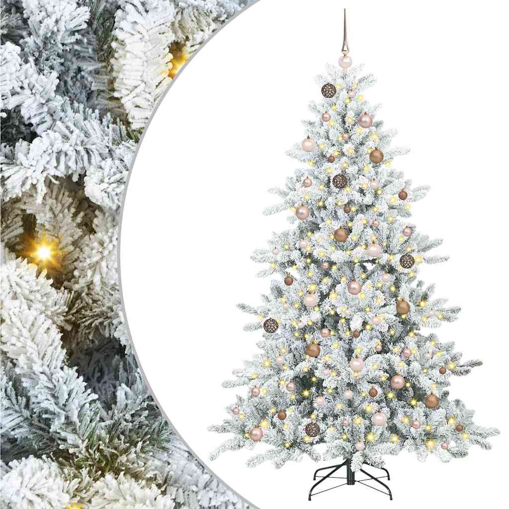 Kunstig sammensatt juletre med 300 LED-er Hvit 210 cm PVC