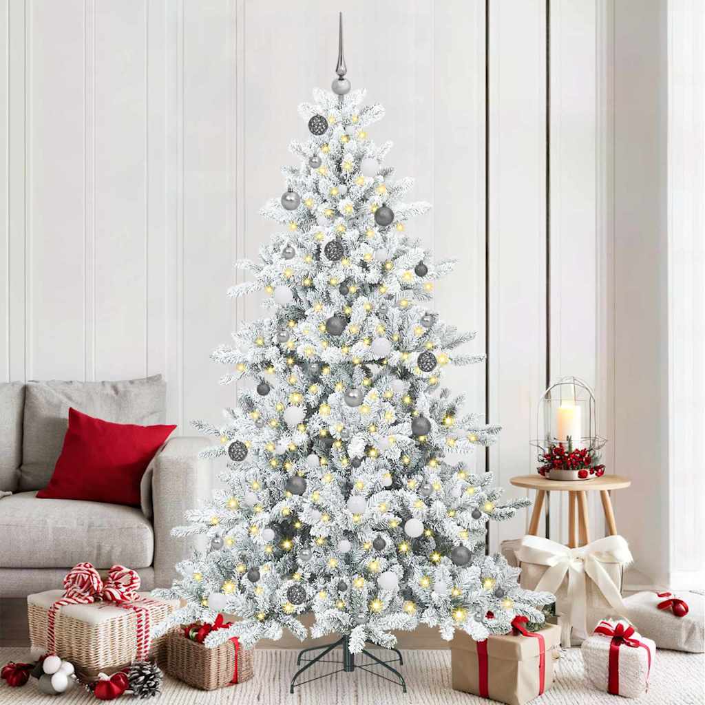 Kunstig sammensatt juletre med 300 LED-er Hvit 210 cm PVC