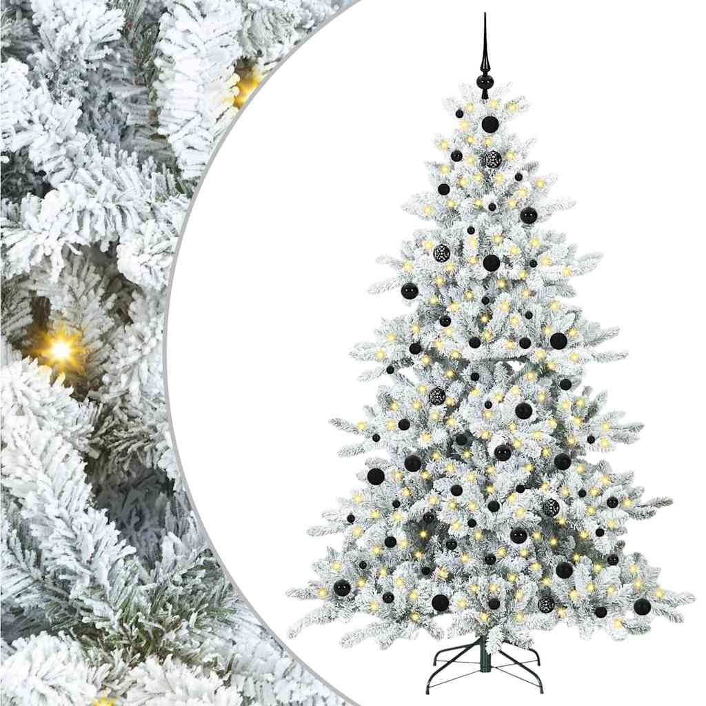 Kunstig sammensatt juletre med 300 LED-er Hvit 210 cm PVC