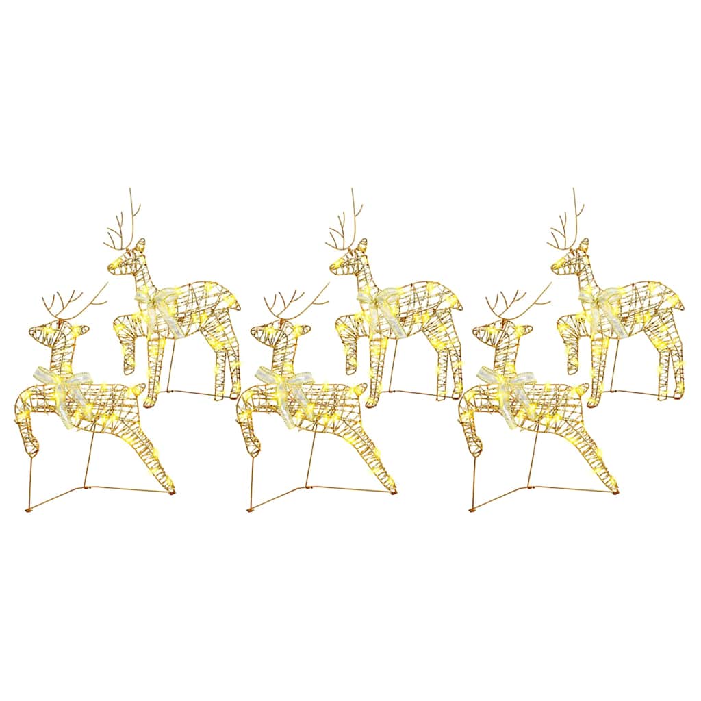 LED Reinsdyr med 180 LED 6 pcs Gull 64 x 42 x 15 cm PET