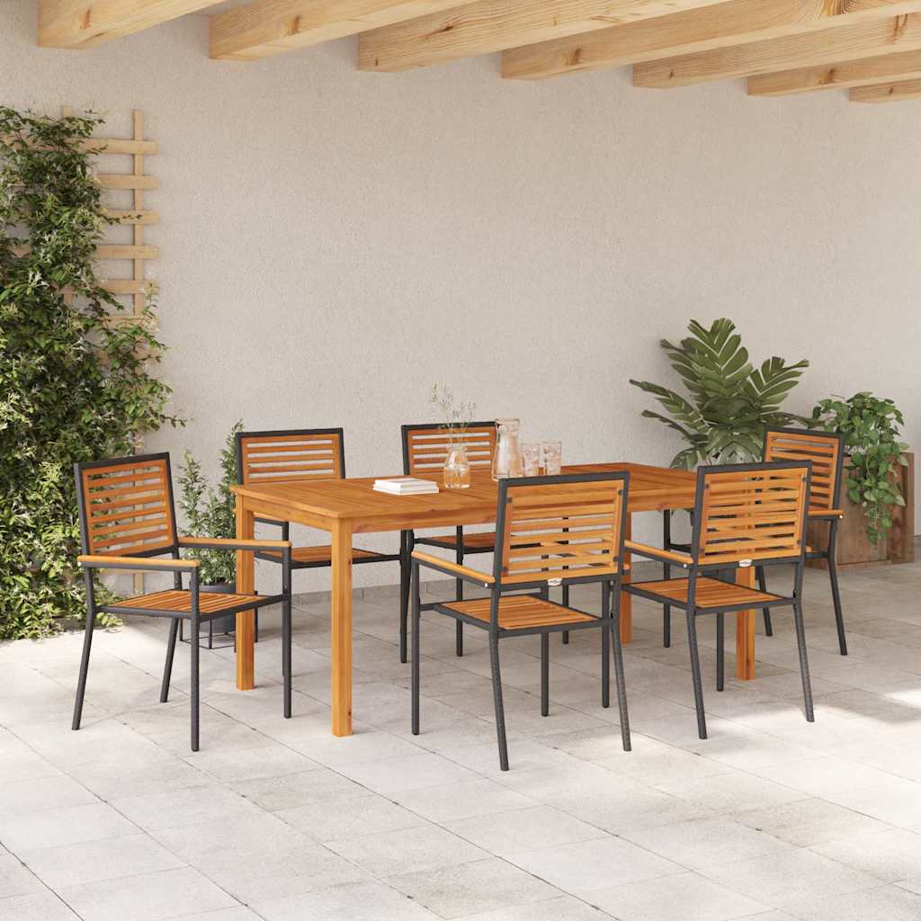 Hage Spisegruppe 7 pcs Svart Poly rattan
