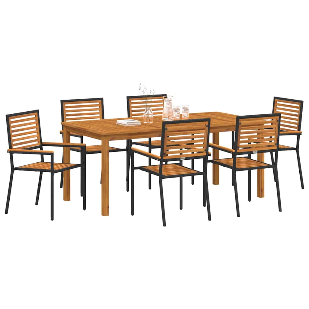 Hage Spisegruppe 7 pcs Svart Poly rattan
