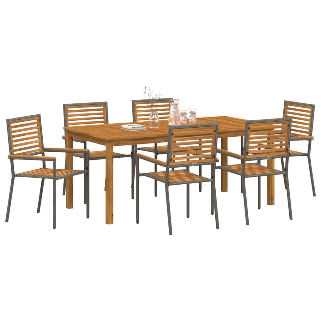 Hage Spisegruppe 7 pcs Grå Poly rattan