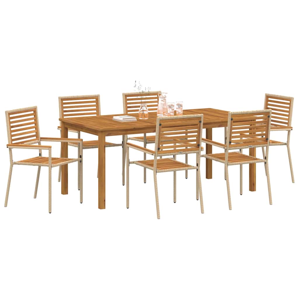 Hage Spisegruppe 7 pcs Beige Poly rattan