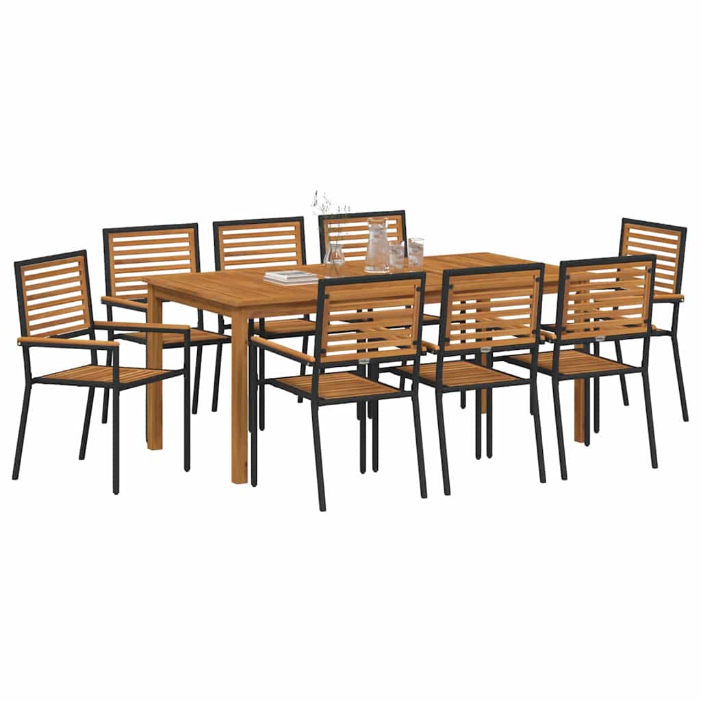 Hage Spisegruppe 9 pcs Svart Poly rattan