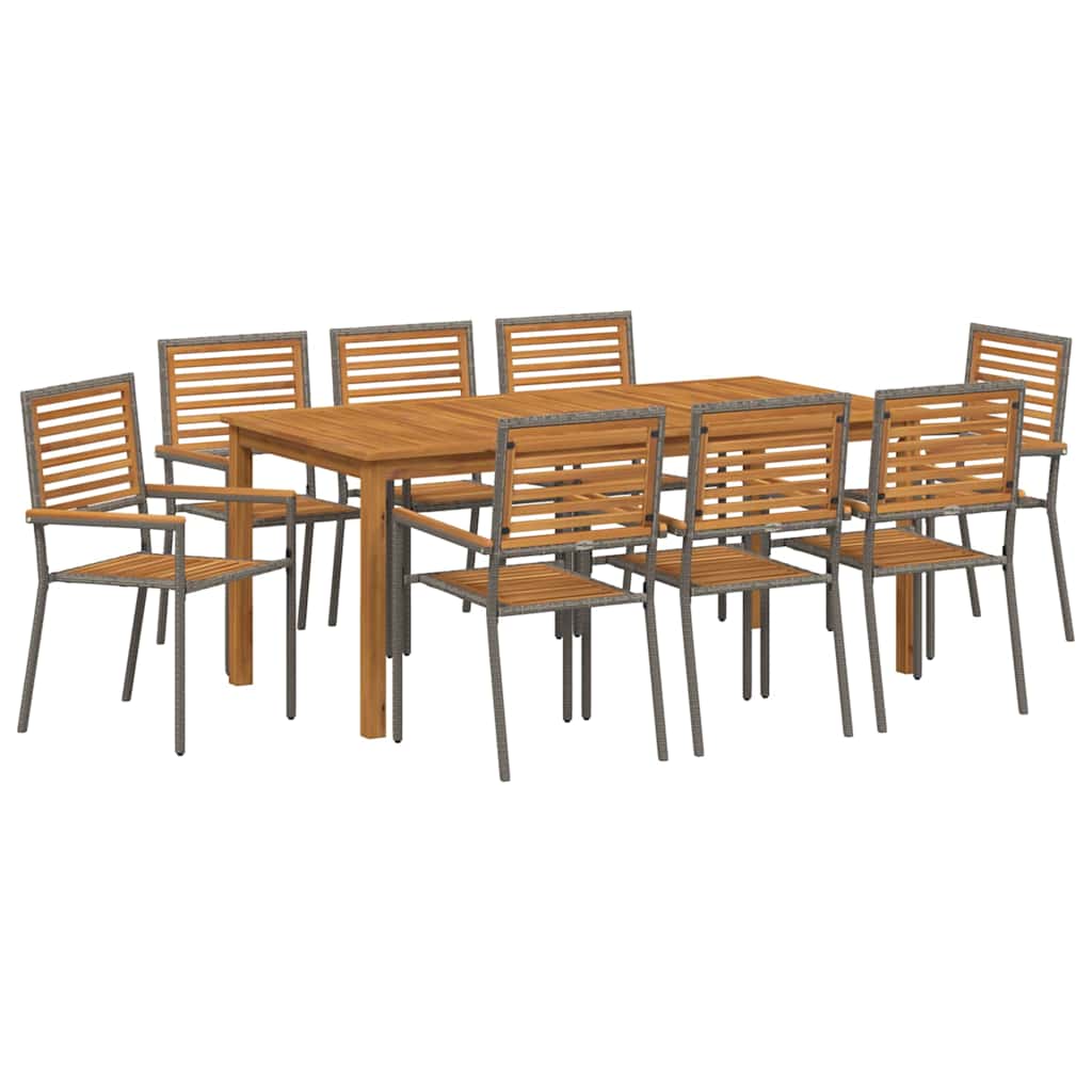 Hage Spisegruppe 9 pcs Grå Poly rattan