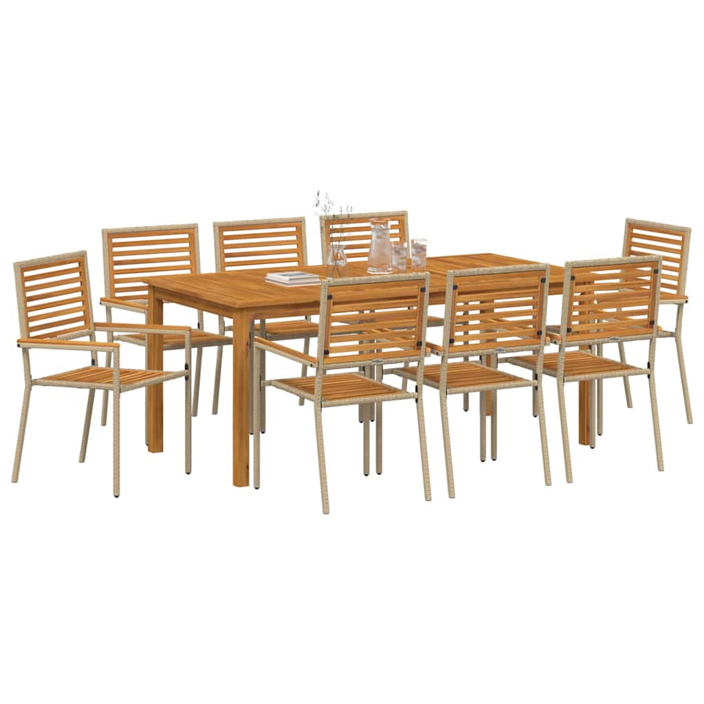 Hage Spisegruppe 9 pcs Beige Poly rattan