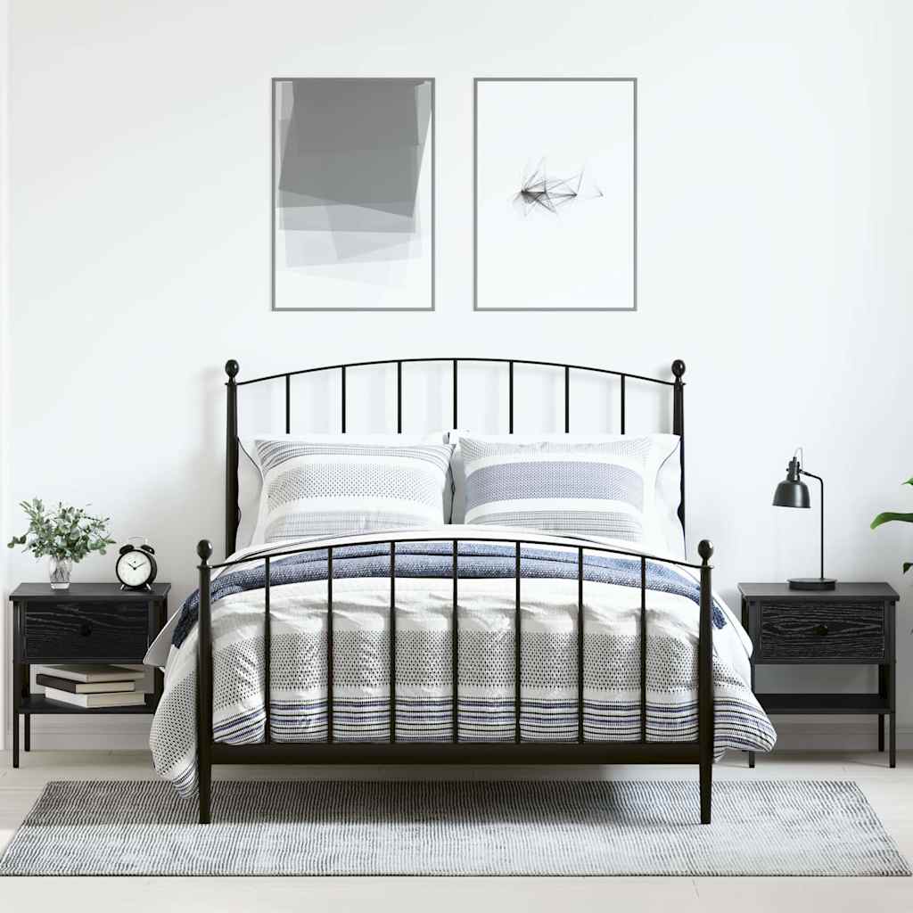 Nattbord 2 pcs Svart eik 40 x 42 x 45 cm Ingeniørtre og metall